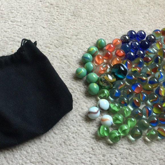 marbles lot (Lot of marbles, different sizes & styles, some vintage & pouch) - Picture 2 of 4
